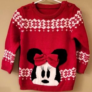 Red Minnie Mouse pullover sweater